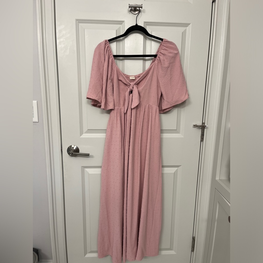 PinkBlush Maternity textured pink midi dress